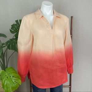 Vince Camuto Linen Orange Ombré Shirt (Sz Small)